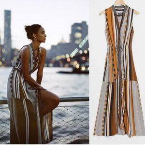 Anthropologie Maeve Striped Boho Maxi Dress - Size 10